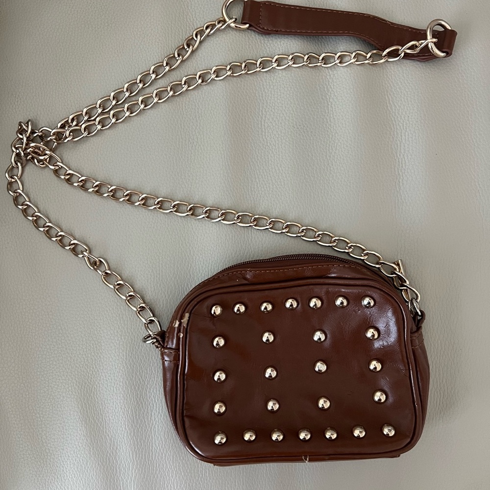 Brown Crossbody with Gold Studs - Picture 2 of 2
